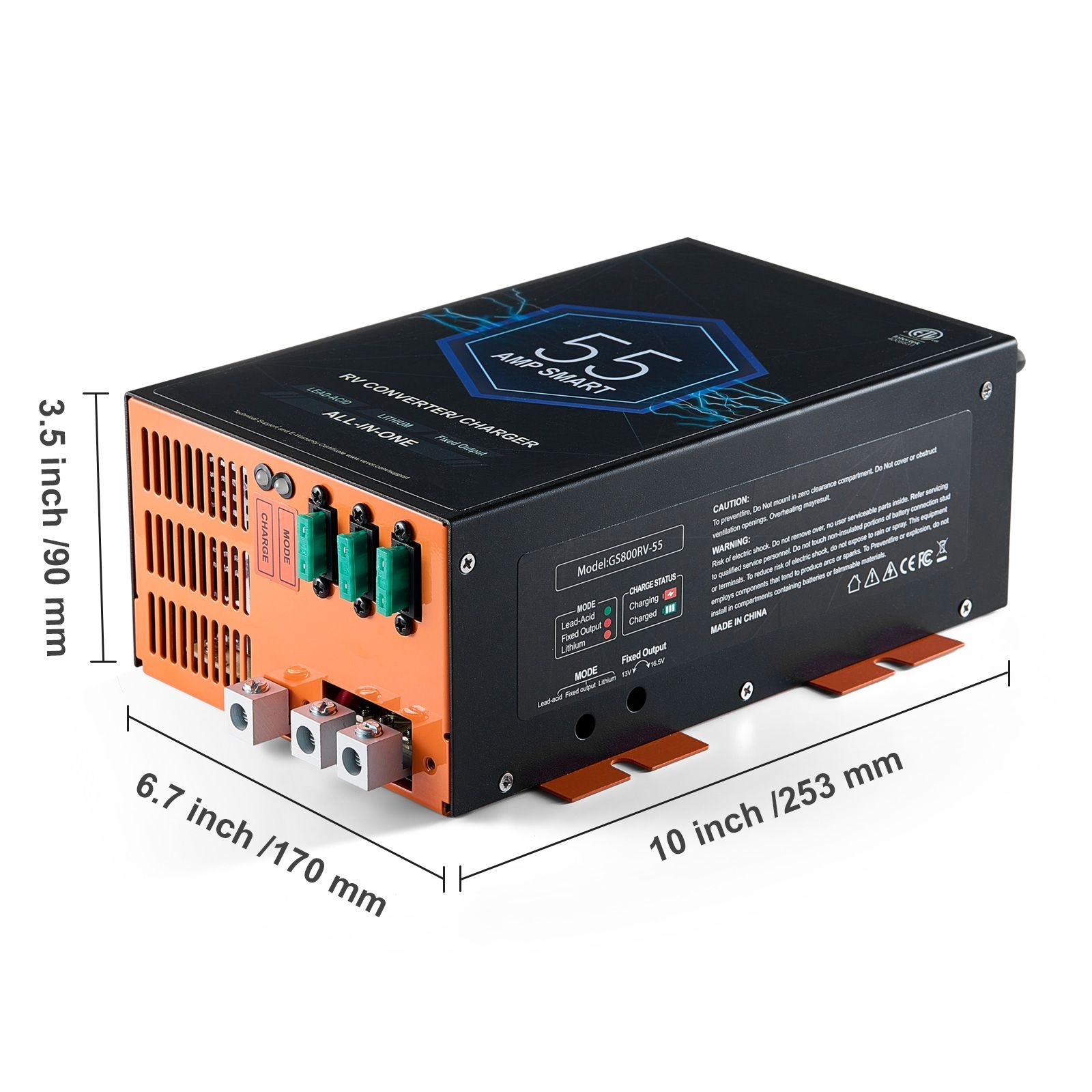 RV Converter, 55 Amp, 110V AC to 12V DC RV Power Converter Battery Charger with
