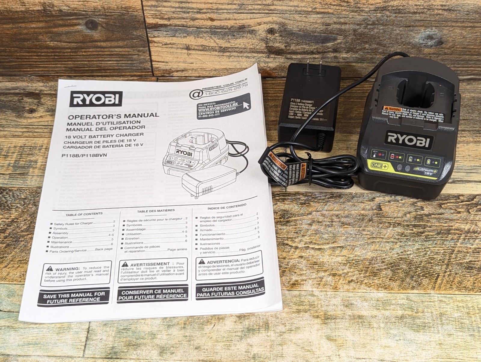 Ryobi Battery Charger P118B 18V One+ (Charger Only) Tested With Manual