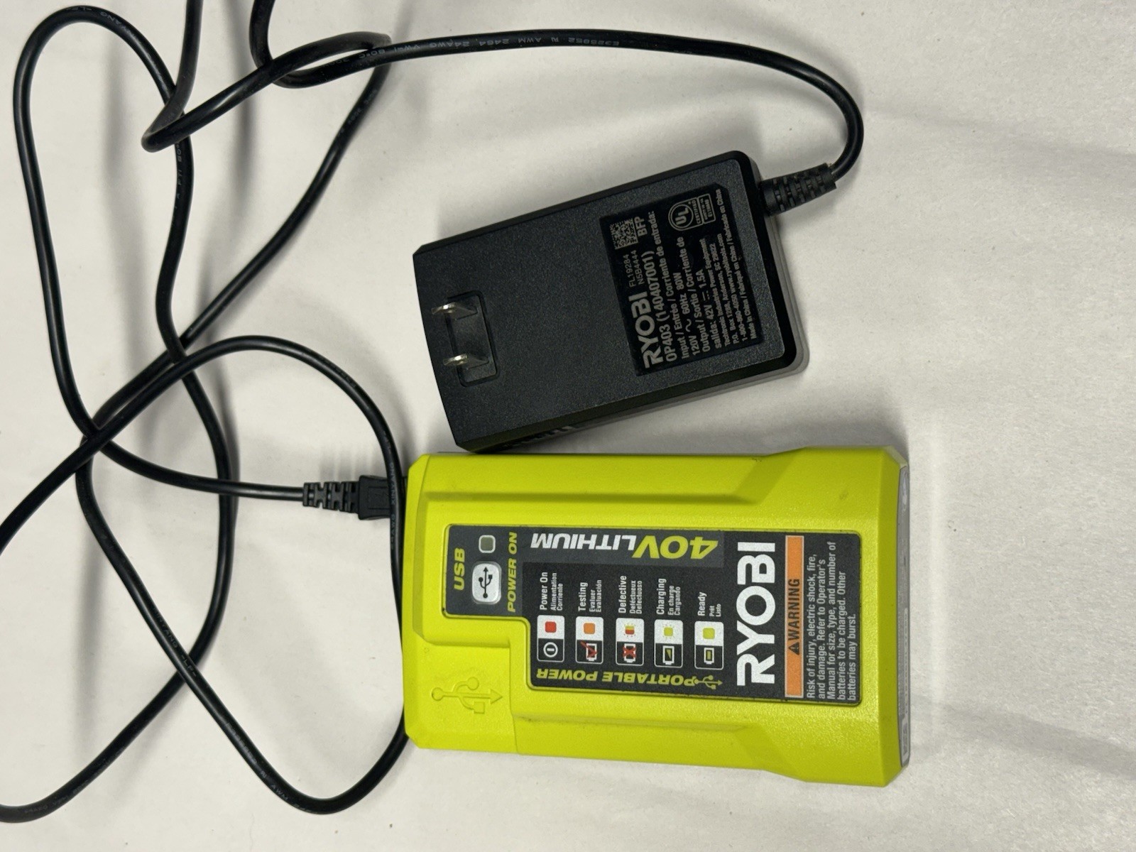 Ryobi 40V Lithium-ion Battery Charger w/ USB Plug In (OP403)