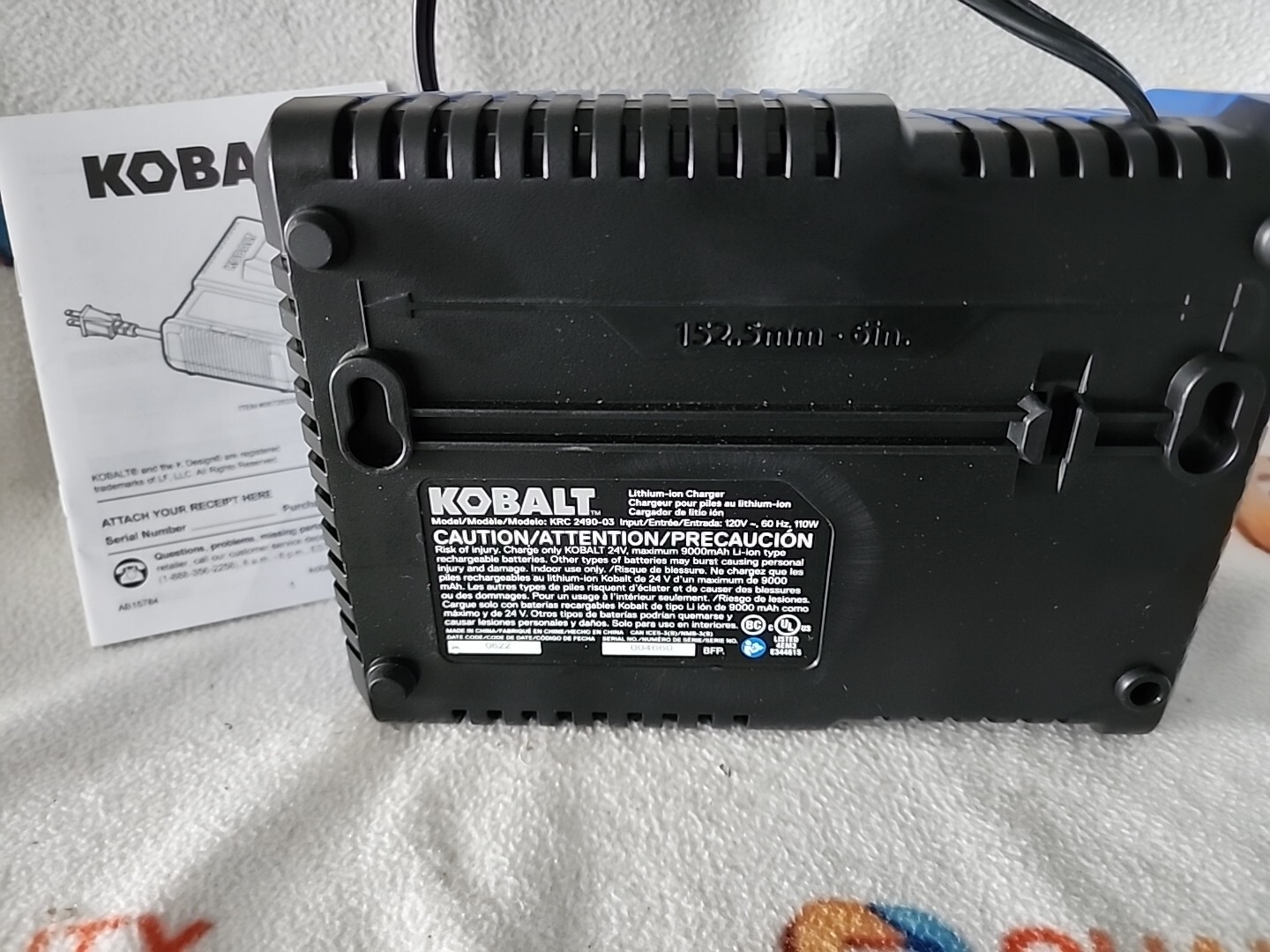 New Kobalt KRC 2490-03 24V Max 24Volt Quick Battery Charger