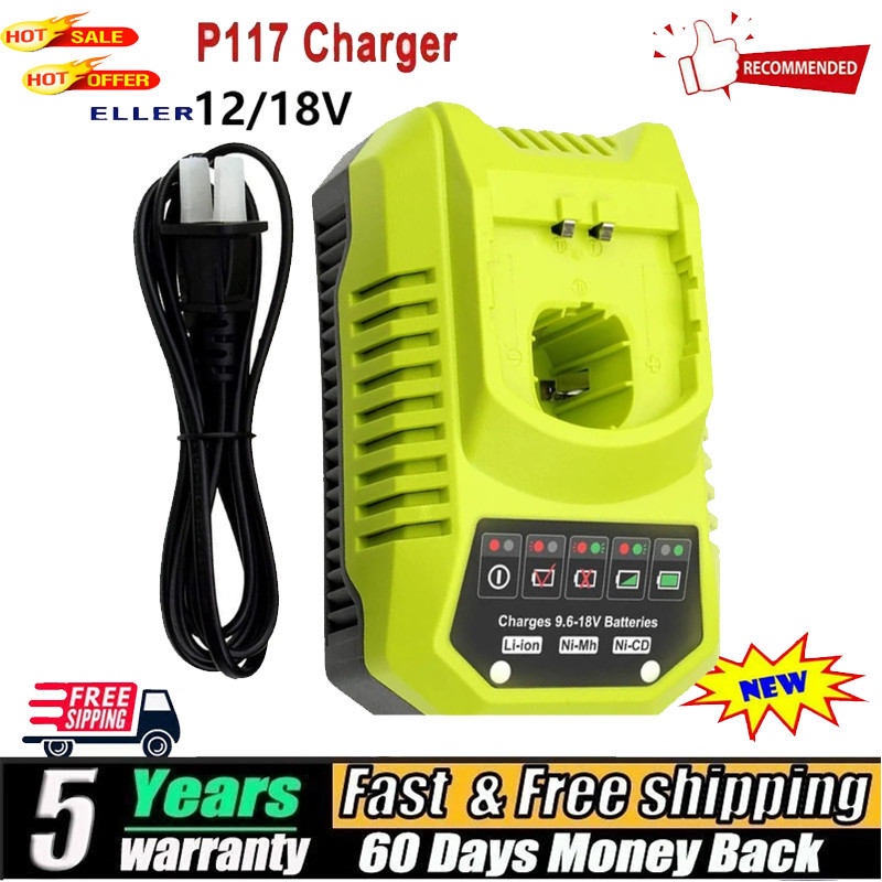 High Capacity P117 Fast Charger for Ryobi 18V One PlusLithium Battery P103 P108