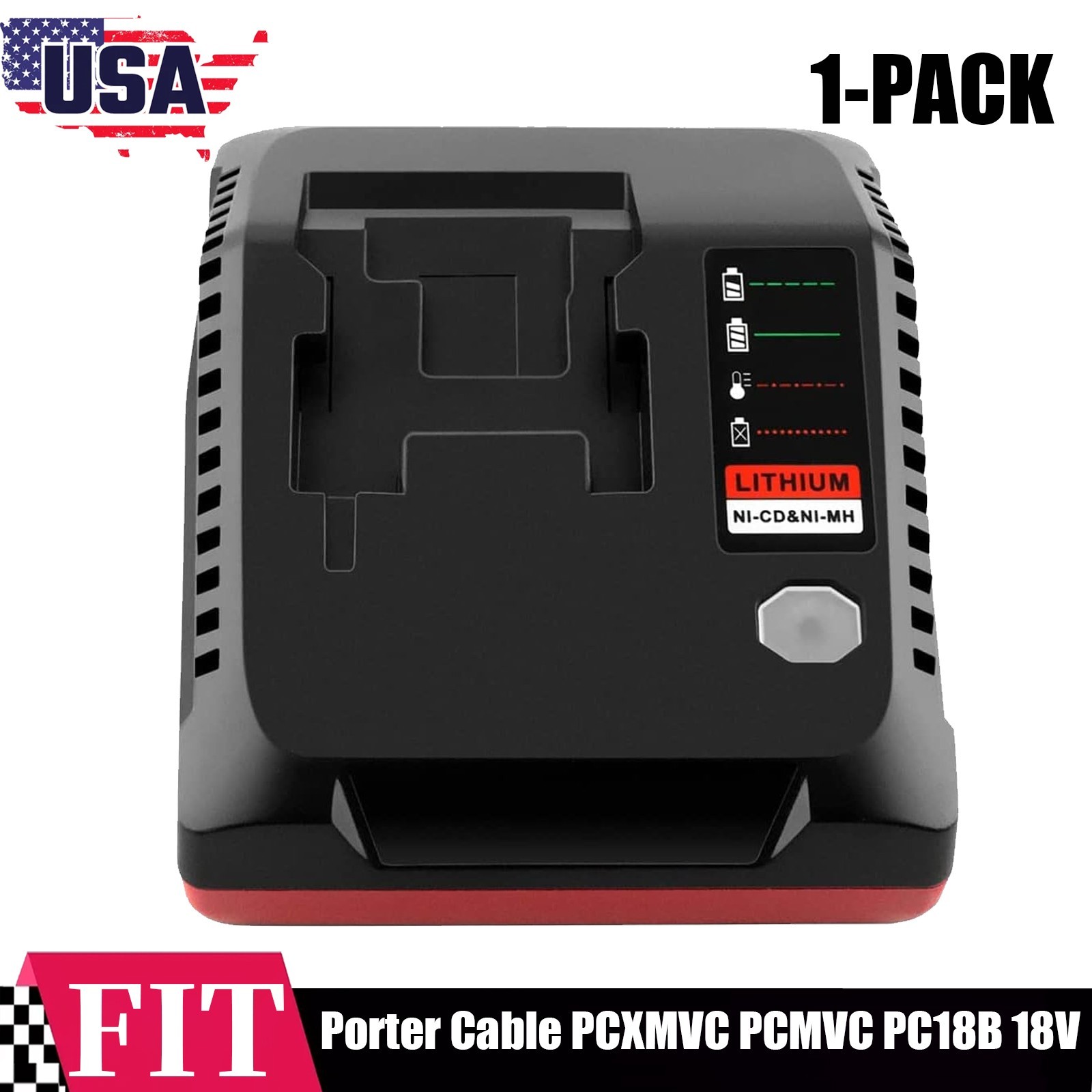 For Porter Cable 18V Lithium-Ion & NiCad NiMh Battery Charger PCXMVC PCMVC PC18B