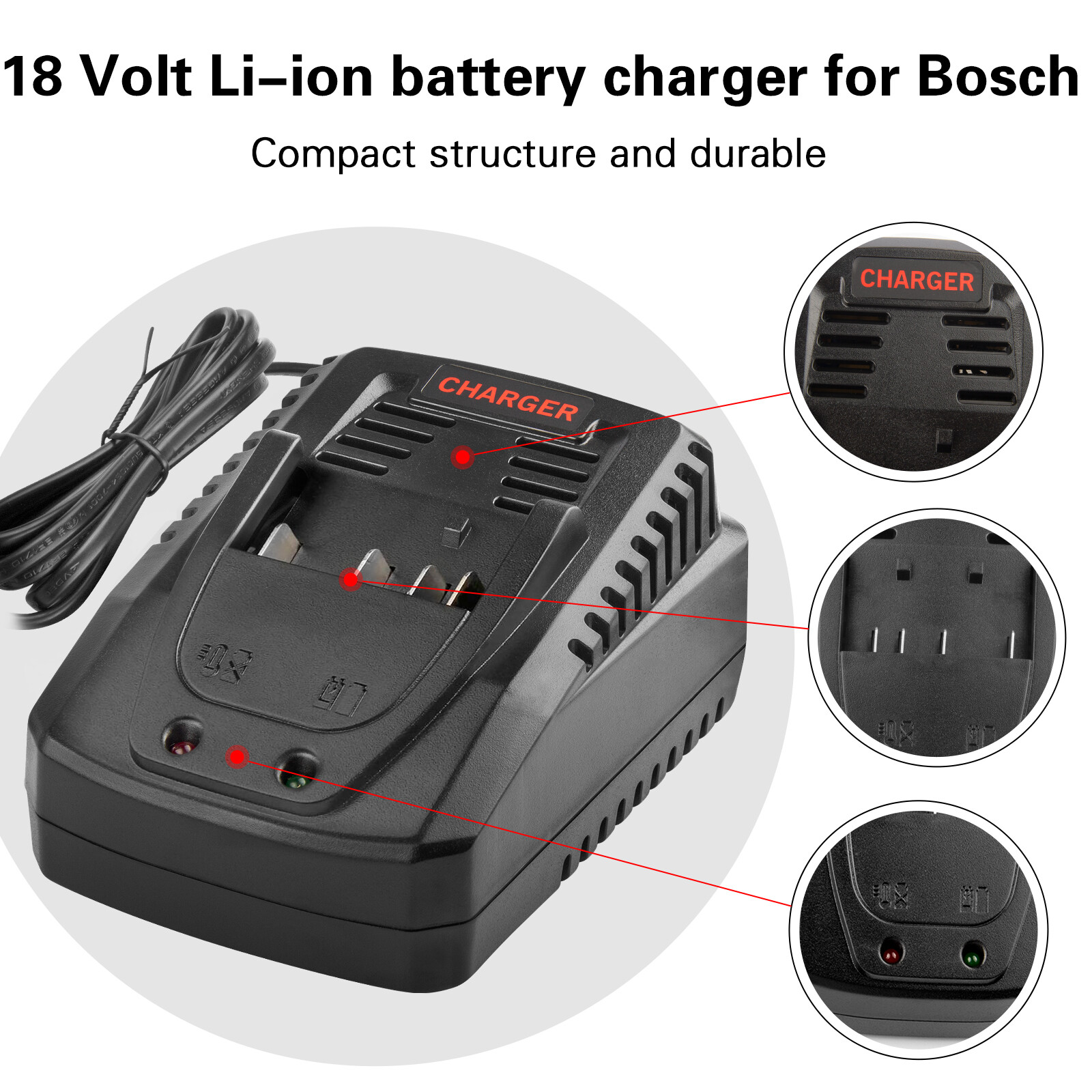 Fast Charger For Bosch BC660 14.4V 18V Li-Ion Battery BAT609 BAT612 BAT620 NEW