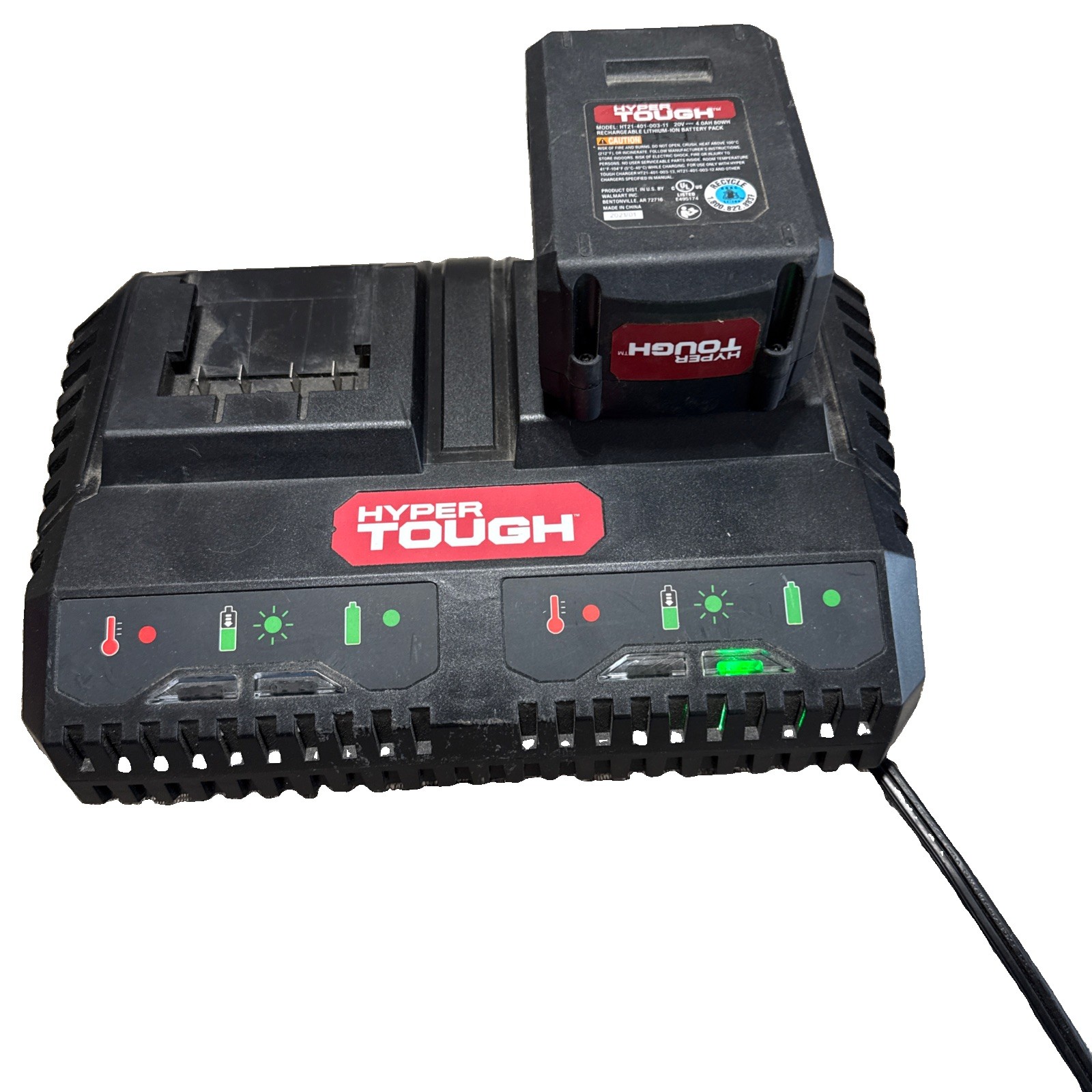HYPER TOUGH HT21-401-003-13 DOUBLE BATTERY CHARGER One WITH BATTERIE
