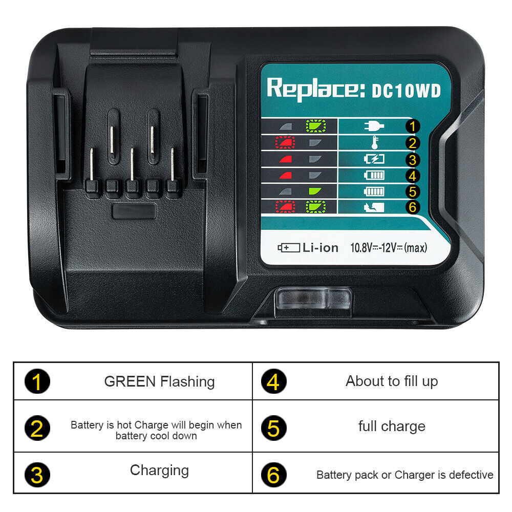 4.0Ah Makita Battery 12V 10.8V BL1021B BL1041B BL1020 BL1040 1015 Charger 2.0Ah