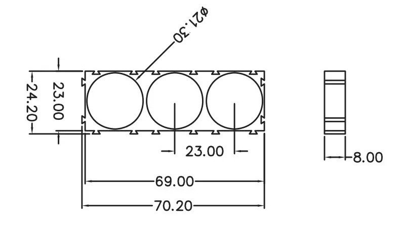 Pack of 50 21700 Battery Holder Bracket 3 x 1 21.3mm Diameter for DIY Battery