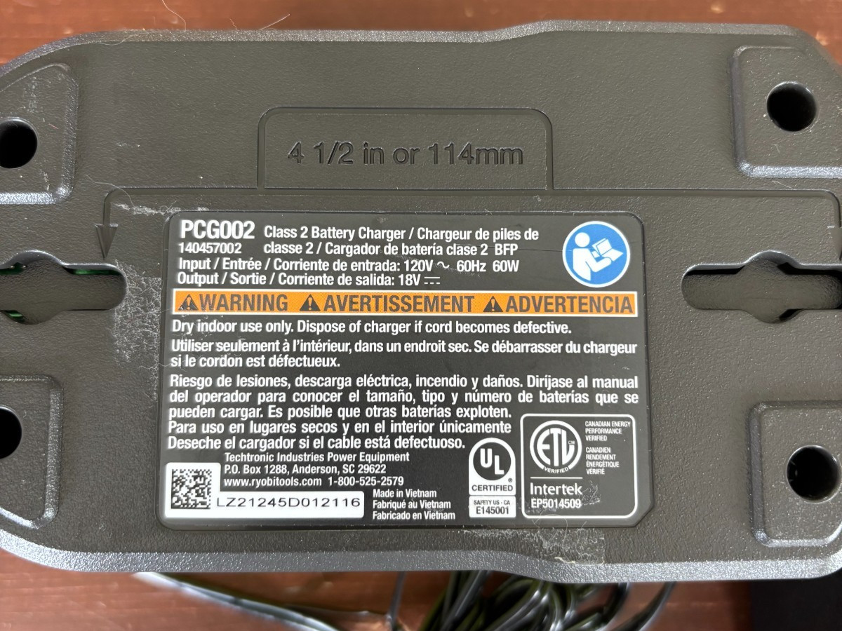 Ryobi PCG002 18V ONE+ Lithium-Ion FAST Battery Charger OEM Charger Only