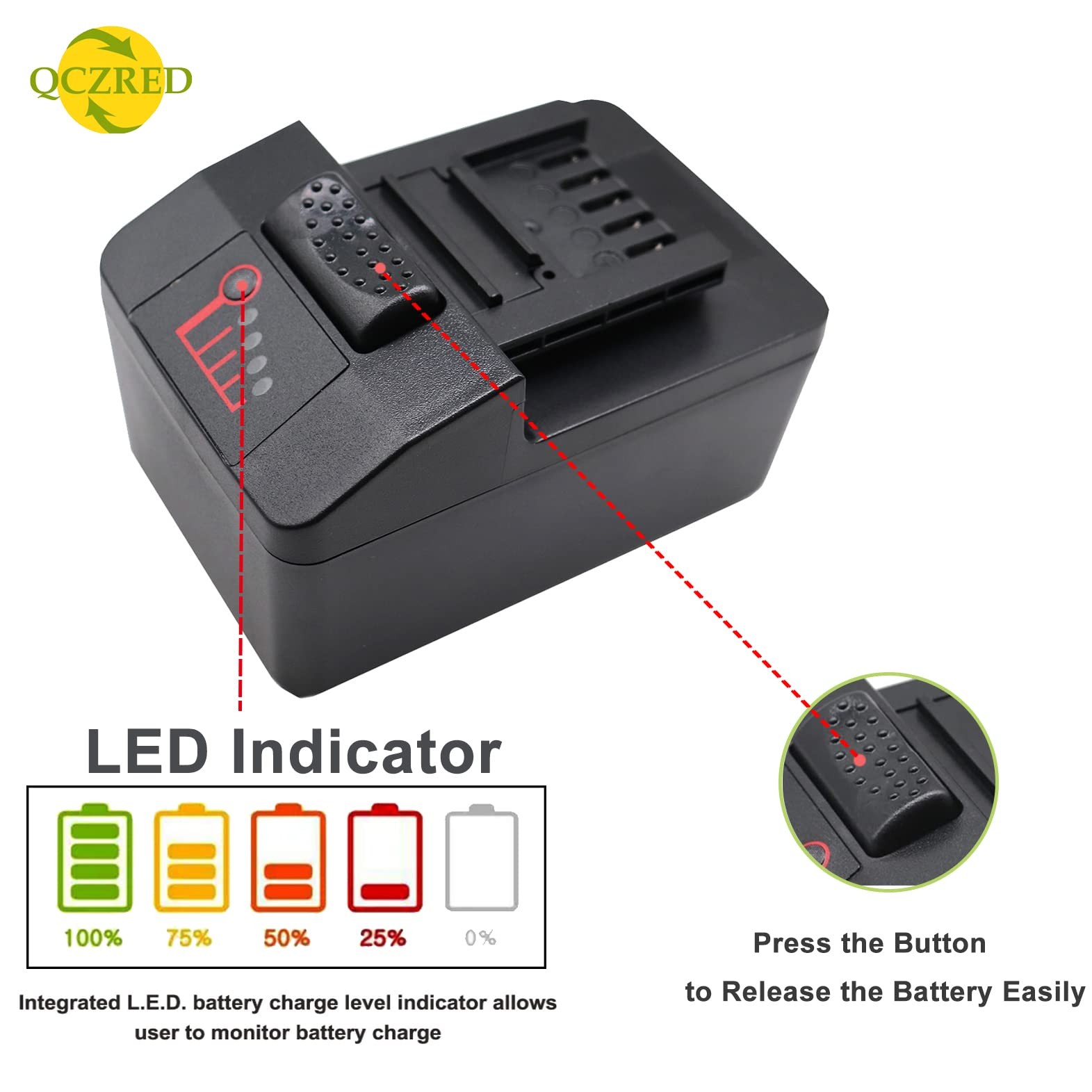 Qczred 18V 4.0Ah 72Wh Ctb8185 Battery Replace For Snap On Ctb7185 Ctb8187
