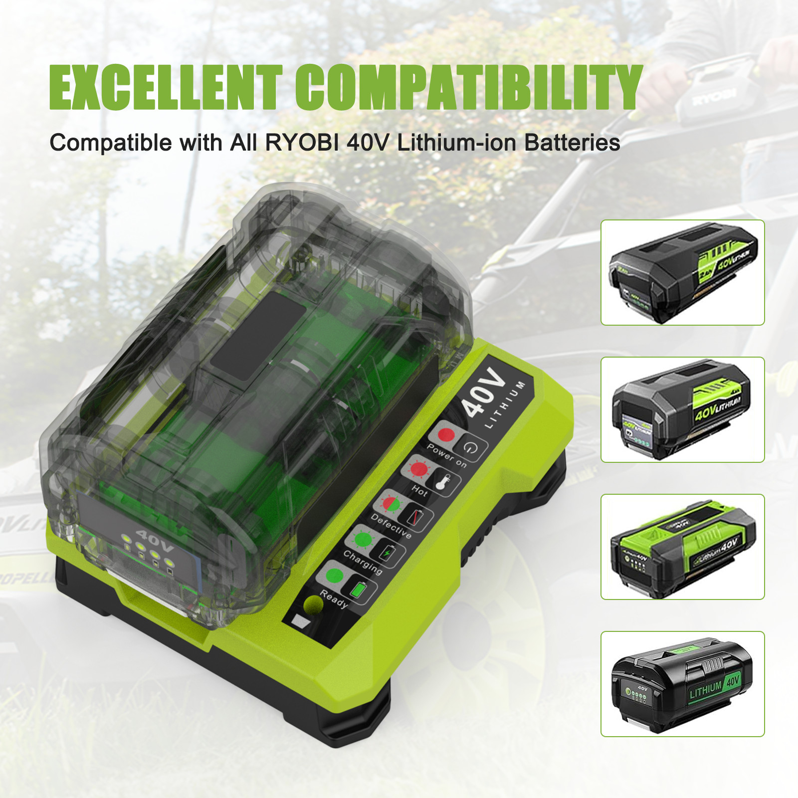 For Ryobi One Plus 40V Li-ion Battery Fast Charger 40 Volt OP403 OP401 Charger