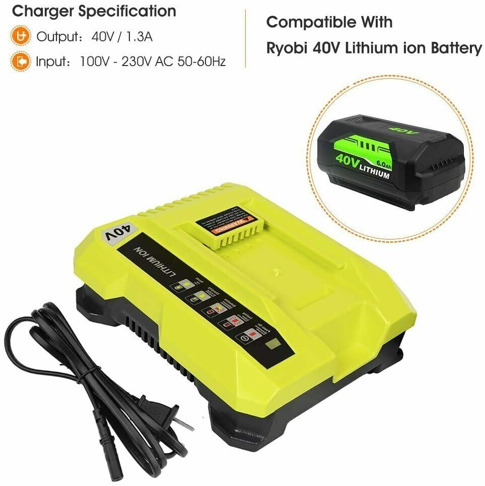 Rapid Charger For Ryobi 40V OP408VNM Lithium Battery OP406VNM OP40602 OP401 LED