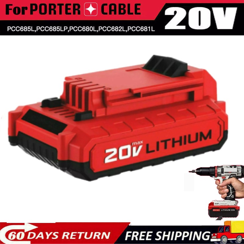 1-10PACK 20V 8.0Ah Lithium-ion Battery for Porter Cable MAX PCC685L PCC680L