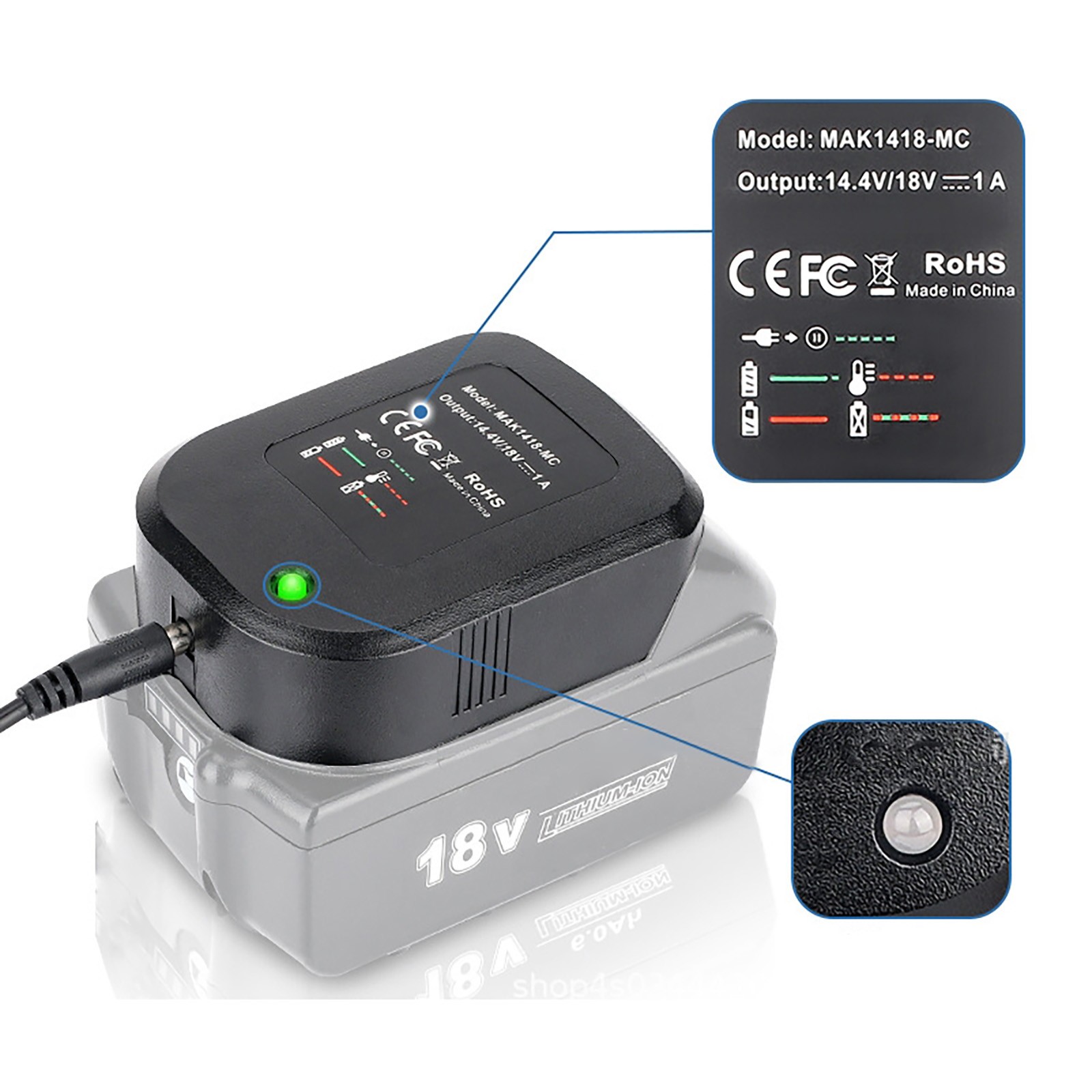 Portable For Makita 18V 14.4V Lithium-ion Battery BL1860B/BL1415N/BL1420B