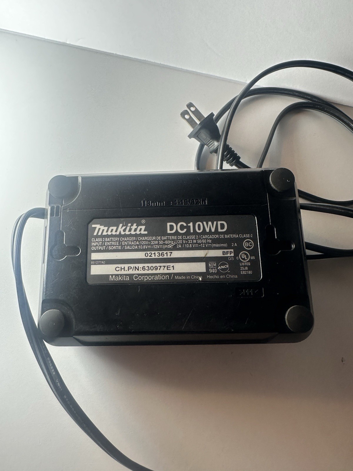Makita DC10WD Li-Ion Battery Charger 10.8V-12V Max, Charges 1 Battery TESTED