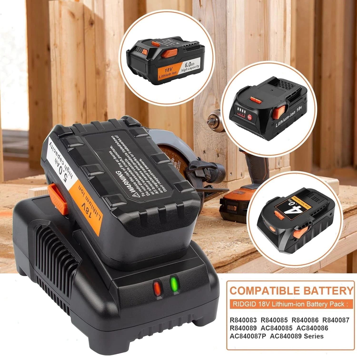 Charger 18V For Ridgid R840087 Rigid Lithium Battery 18V R840085 R840083 NEW