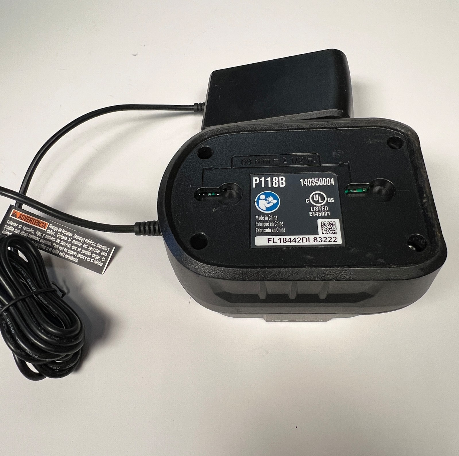 Ryobi 18V P118B Lithium Ion 18 Volt One+ Compact Battery Charger Wall Mount