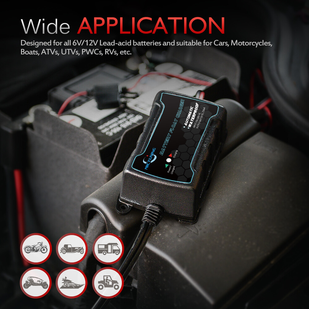 6V/12V Smart Battery Charger Maintainer for AGM GEL Wet Battery Car Motorcycles