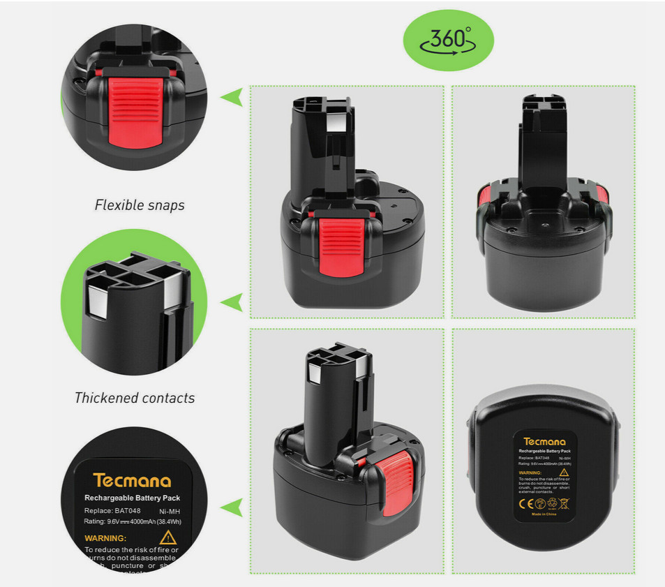 4.8Ah Ni-MH Battery for Bosch 9.6V BAT040 BAT038 BAT041 BAT140 BAT159 BAT048 NEW