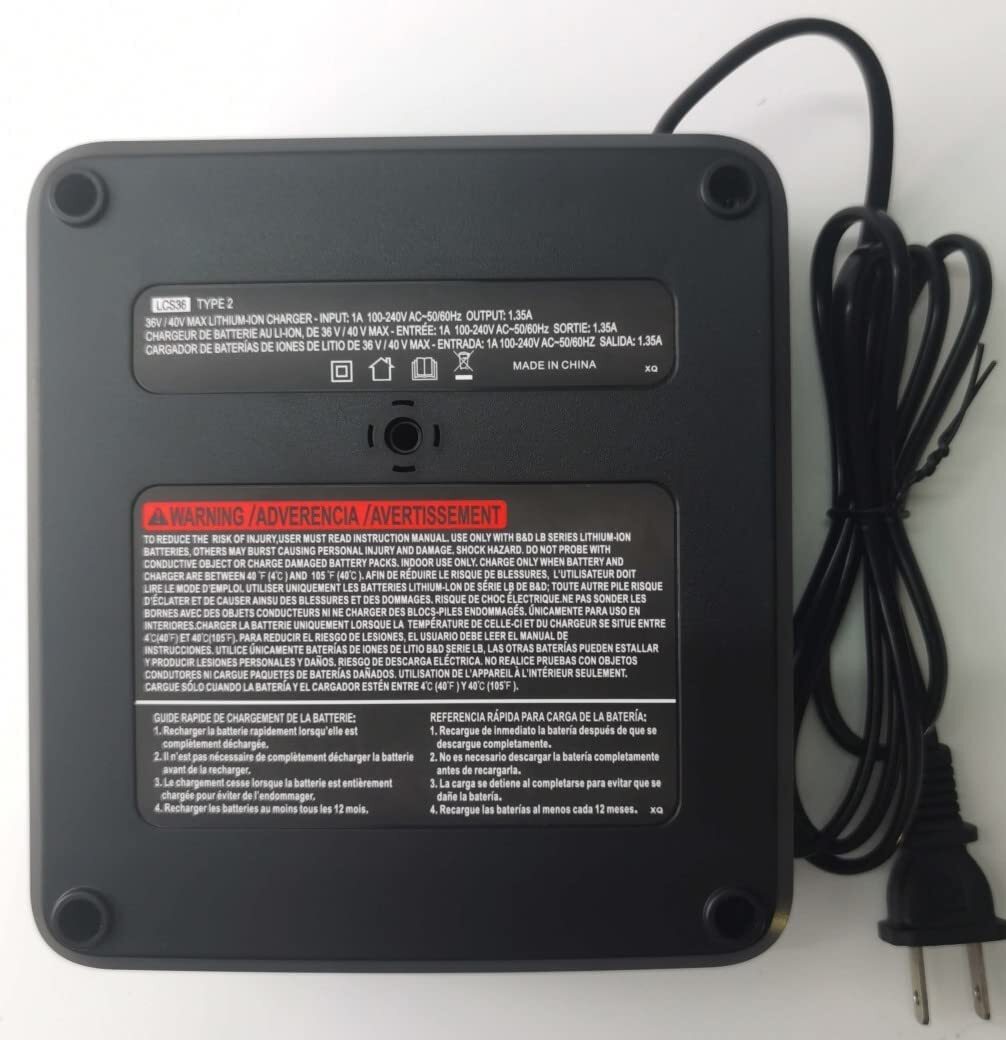 40 Volt for Black and Decker 40V Max Lithium Battery LBX2040 LBXR36 / Charger