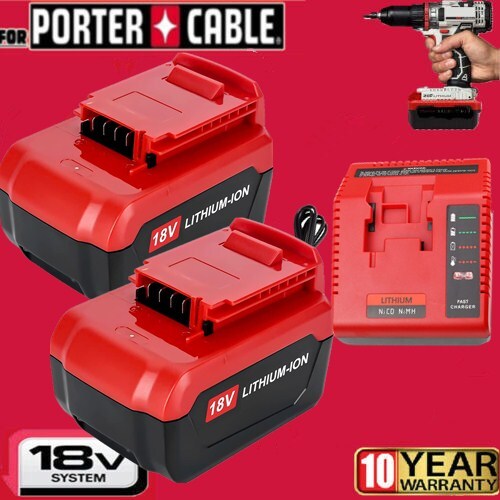 6.0Ah 18V Lithium Battery or PCXMVC Charger for Porter Cable 18V PC18BL PC18B