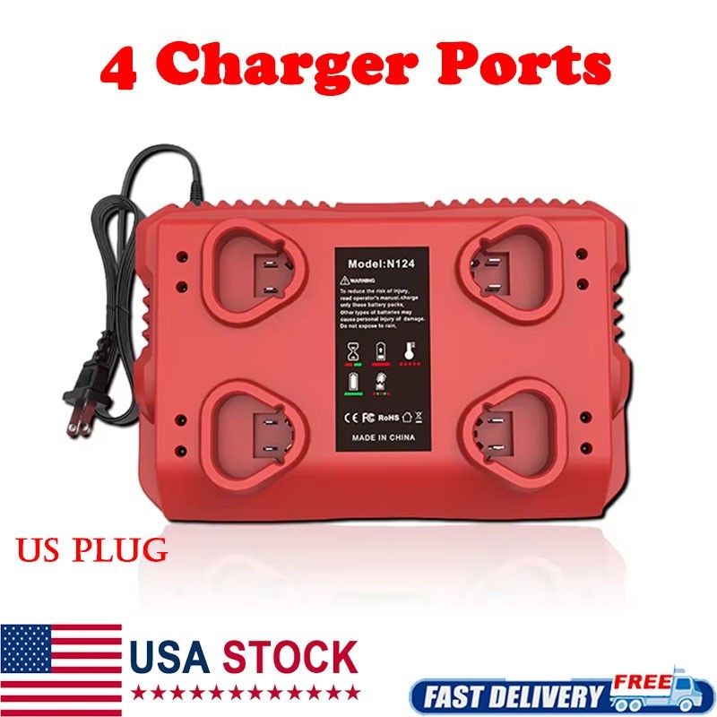 4-Port Battery charger for Milwaukee M12 48-59-1201 12V Battery with USB