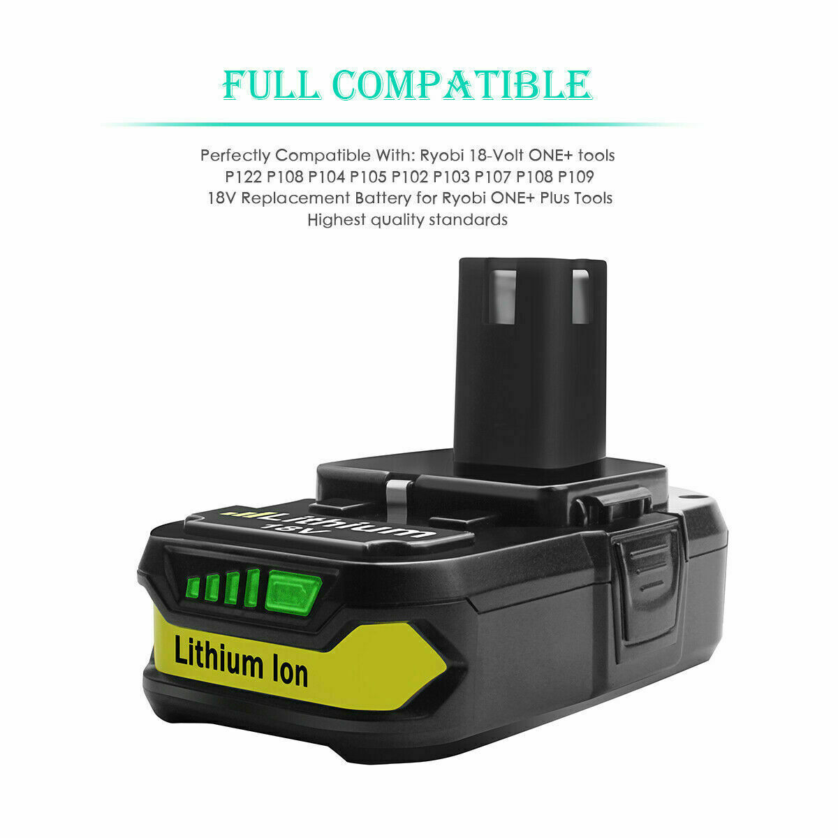 18Volt 3600mAh Lithium-ion Battery For Ryobi 18V Plus P102 P104 P108 18V Tools