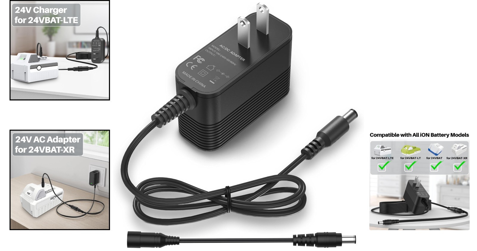 Compact 24V Lithium-ion Charger for Various Snow Joe Battery Models – Durable