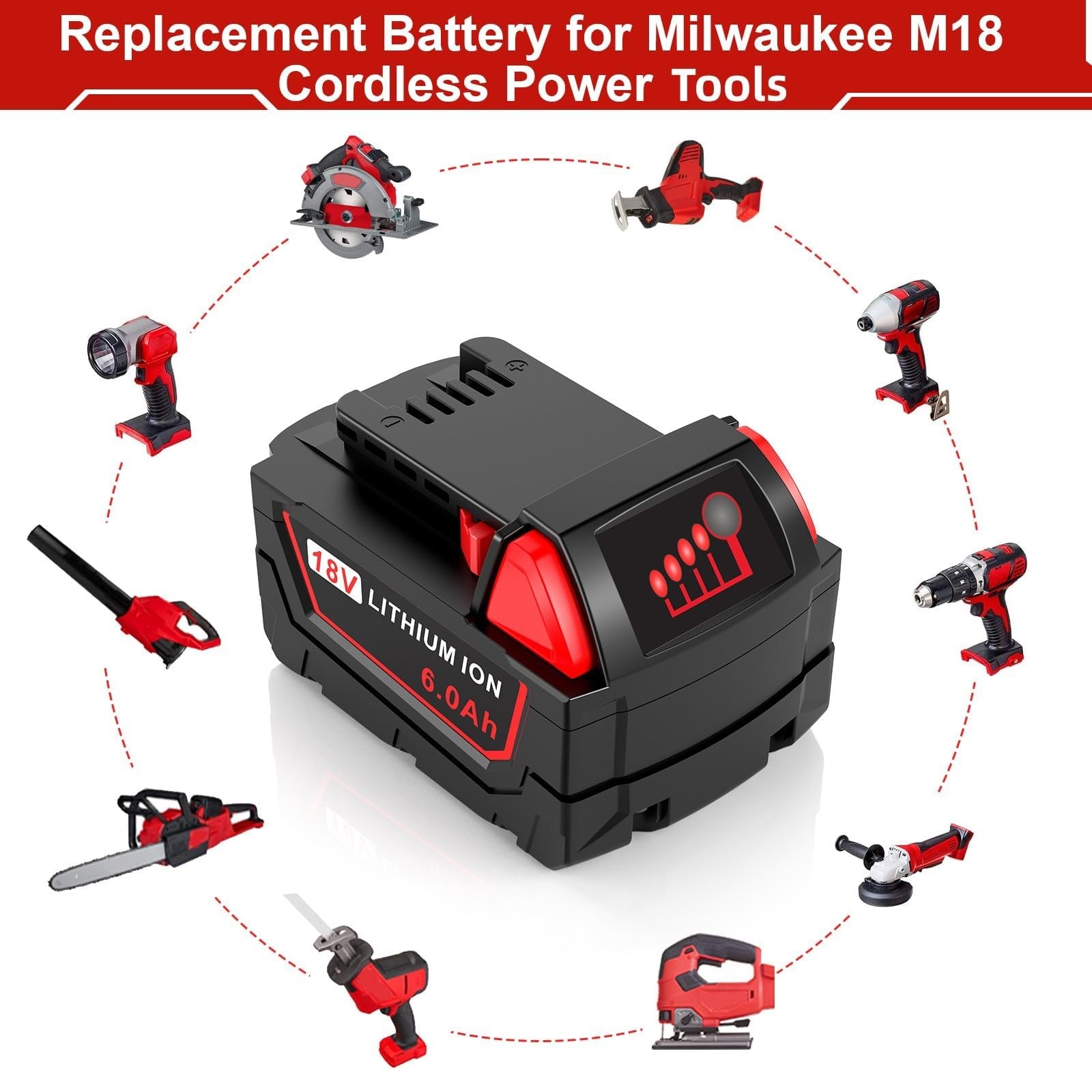 Cukect MK-18 Battery 6.0Ah 18V for Milwaukee MK-18B 2Pack