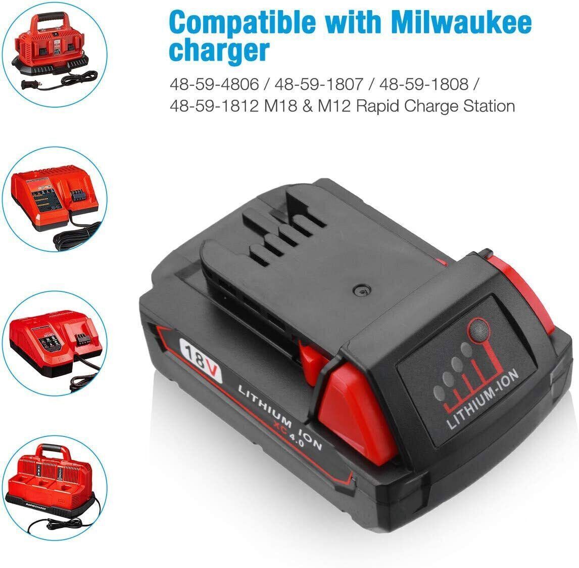 3.0AH Battery Fit For-Milwaukee M18 18V Lithium-ion Extended Capacity 48-11-1860