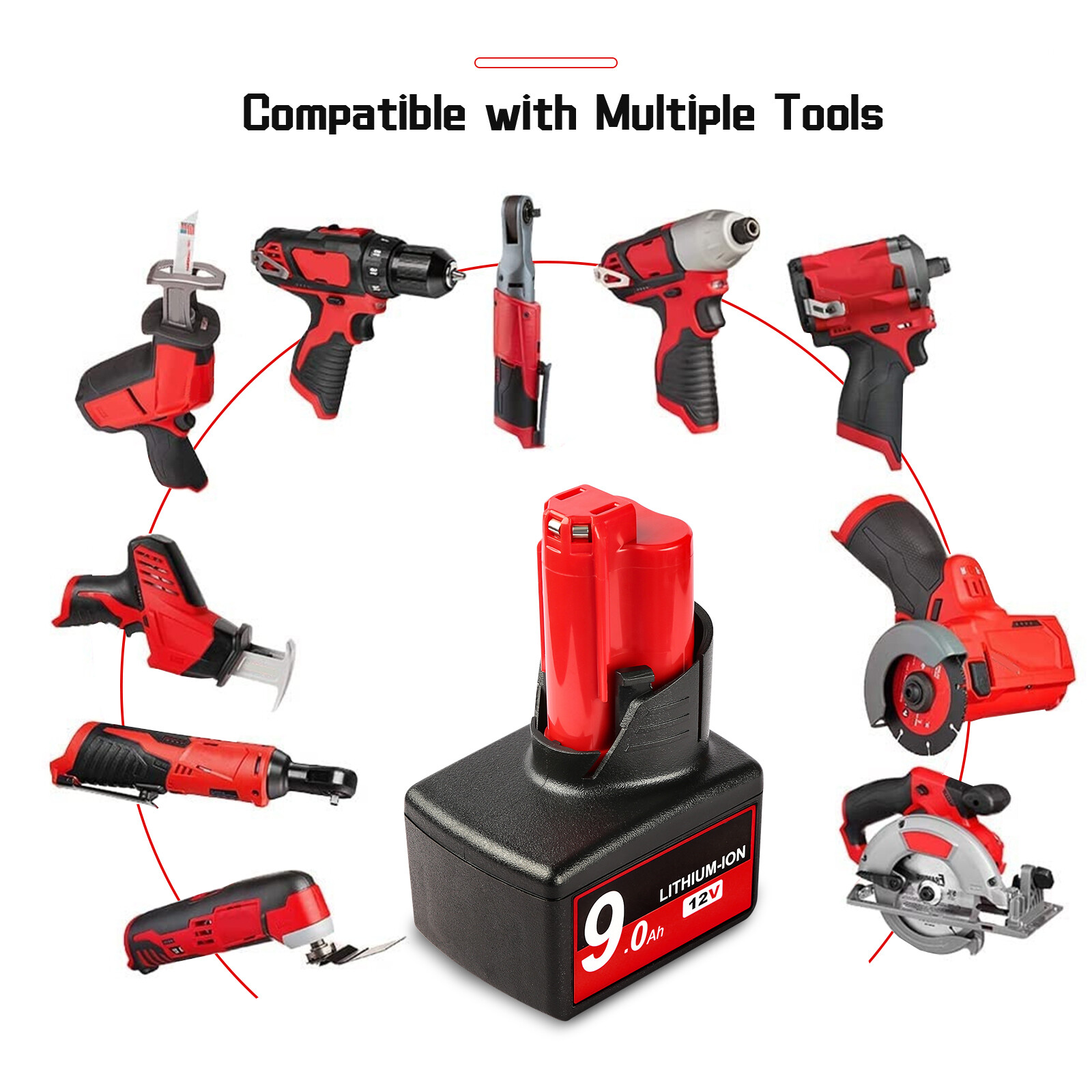 12V For Milwaukee 48-11-2460 for M12 LITHIUM 9.0Ah Extended Capacity Battery