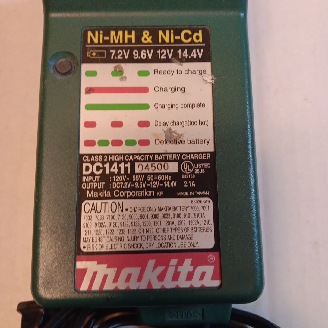 MAKITA NiMH NiCD Battery AC Charger Supply Model No. DC1411 Output DC 7.2V-14.4V