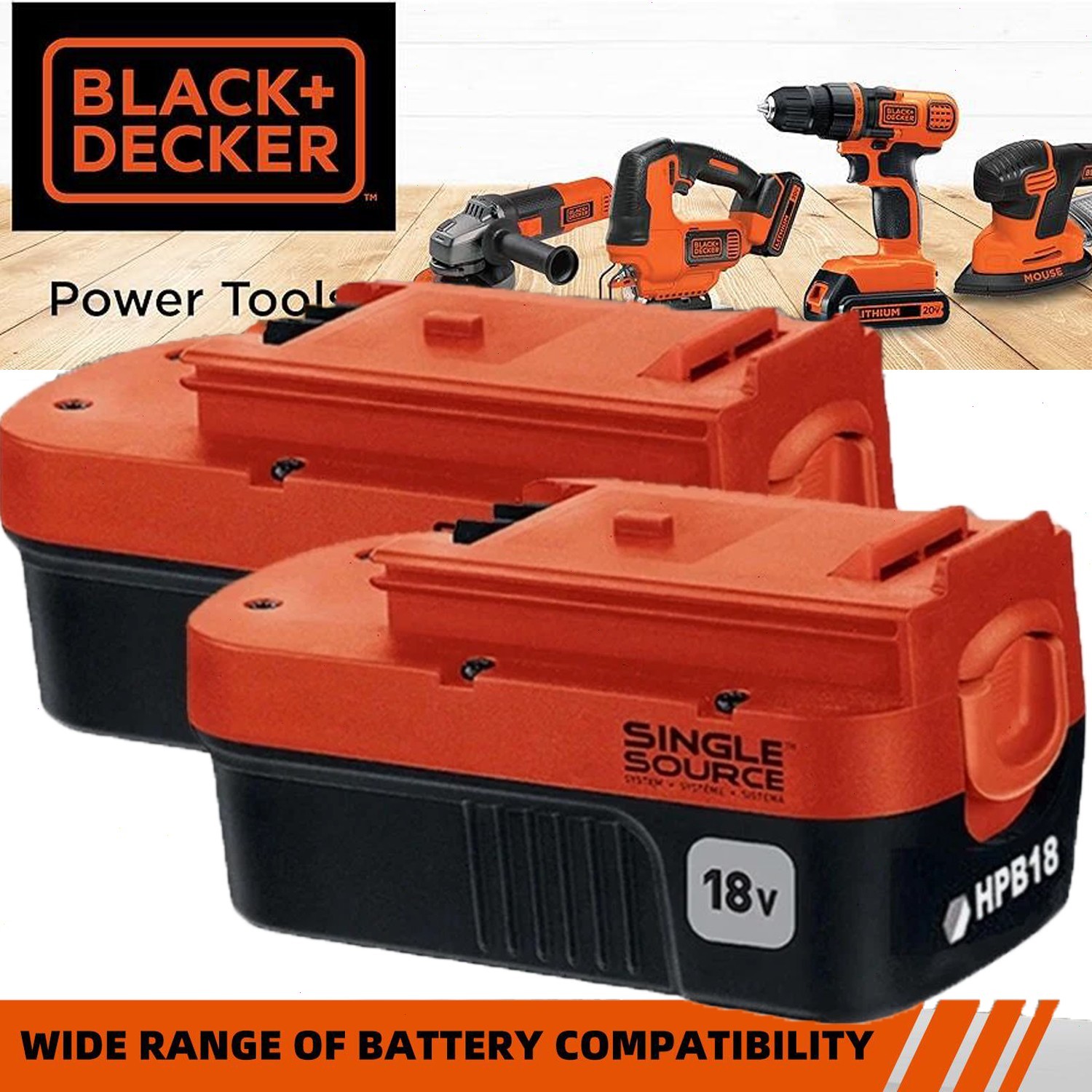 2Pack 18V for Black & Decker HPB18 18 Volt Battery/Charger HPB18-OPE 244760-00