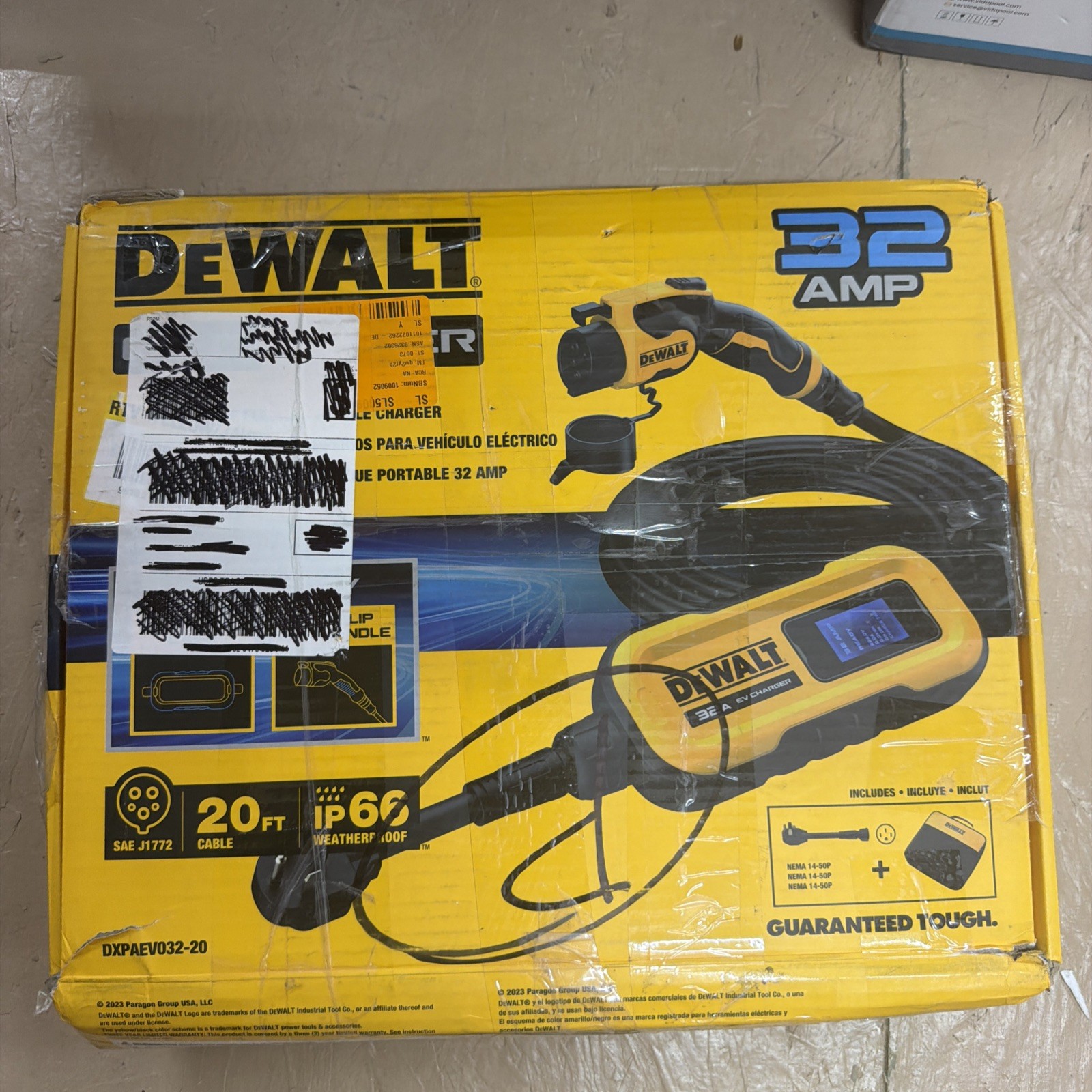 DEWALT Portable EV Charger 120-240V Level 2 Charger up to 32 Amps (PARTS!)