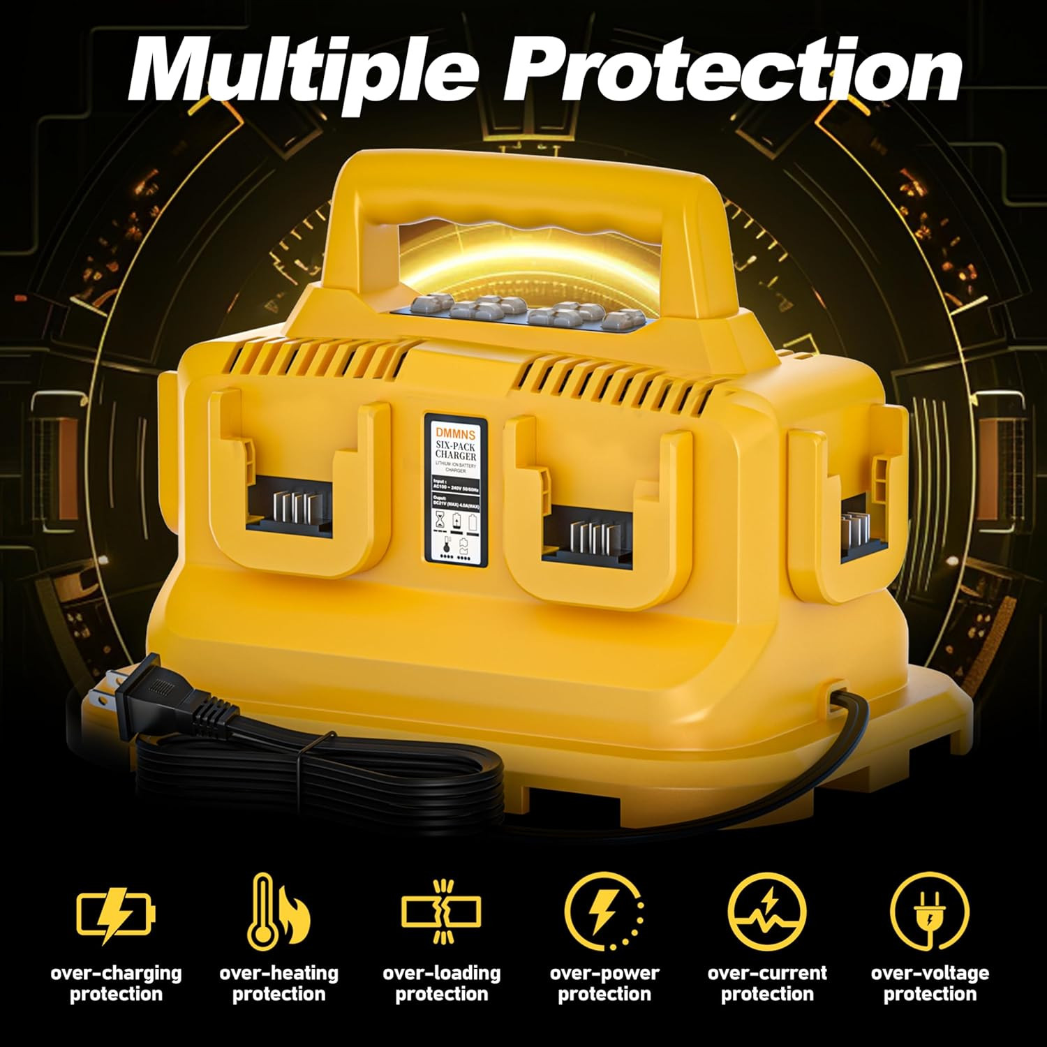 6-Port Charger Station for Dewalt 20V Max/60V Flexvolt DCB200 DCB203 DCB204
