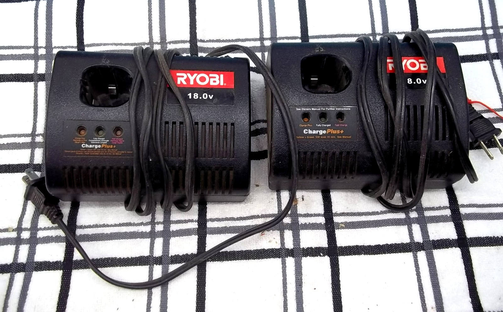 2 -Genuine RYOBI 18.0v NiCd Charger Model P110 18 Volt Charger Plus (MK-17)