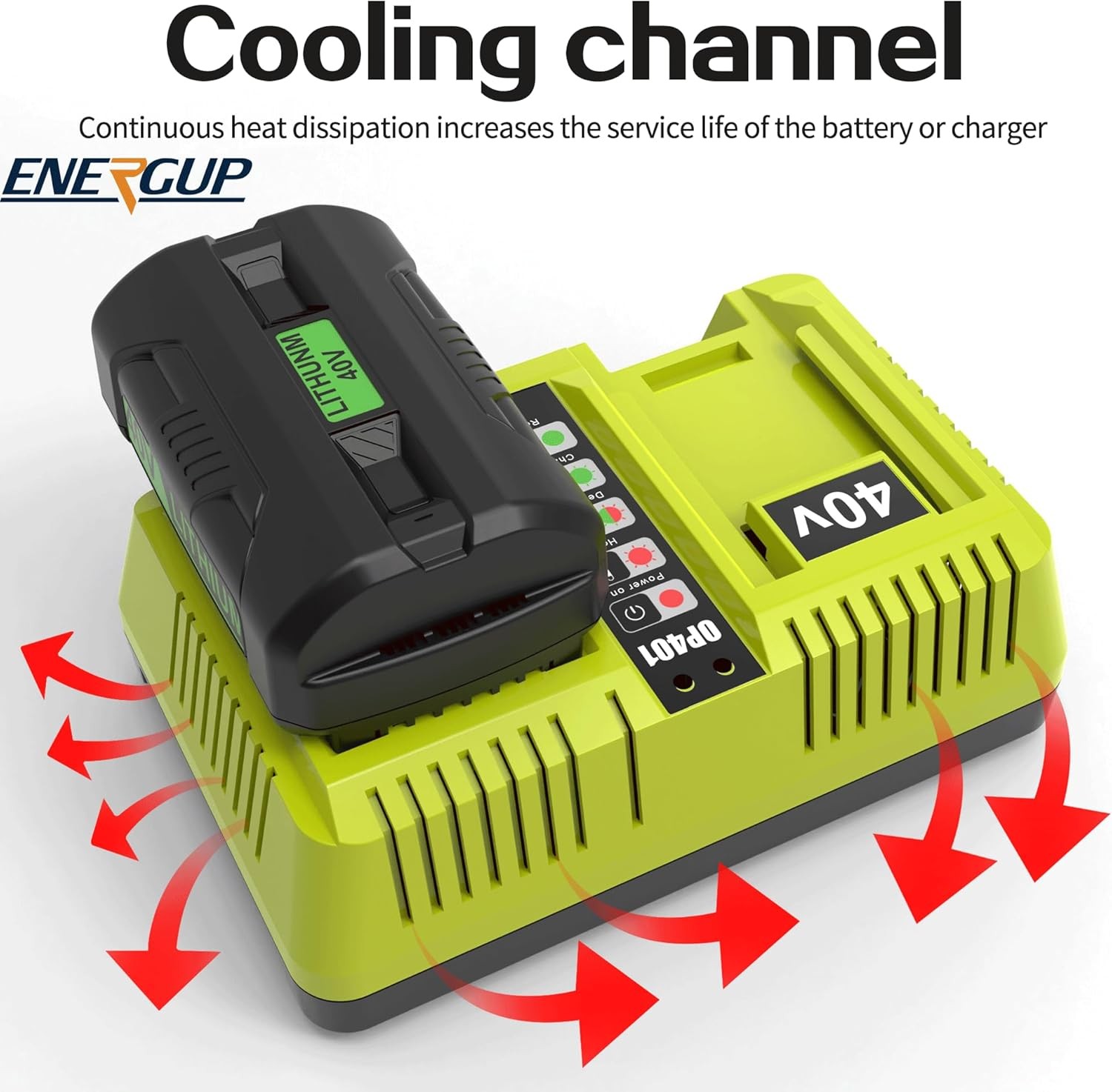 2Port OP401 Charger Ryobi 40 Volt Lithium Battery Dual Ports Compatible W/ 40V