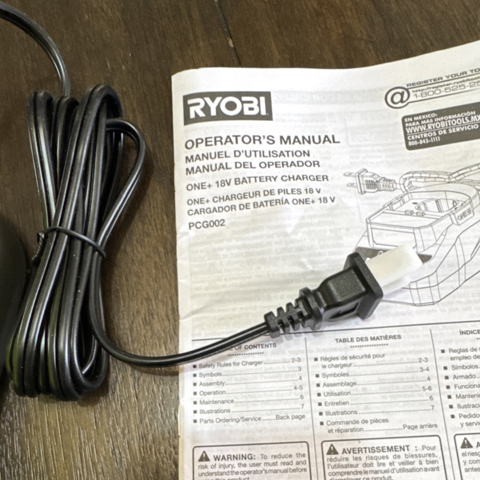 Ryobi One+ 18V PCG002 Battery Charger, Green, Charges 1 Battery