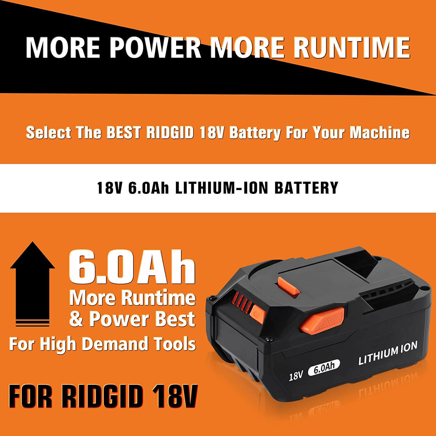 1-2X 18V for Ridgid R840085 8.0Ah/7Ah/6.0Ah/4.0Ah/3.0Ah Lithium Battery R840087