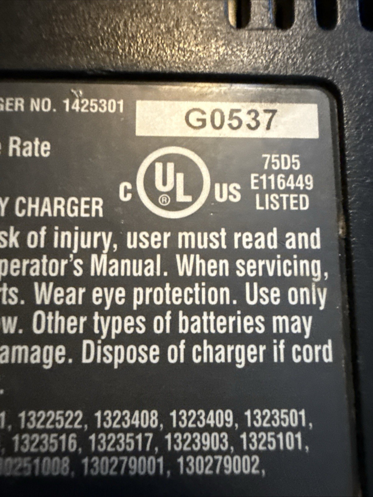 CRAFTSMAN OEM GENUINE FAST 1 HOUR BATTERY CHARGER 1425301 7.2v 12v 18v 19.2v 24v