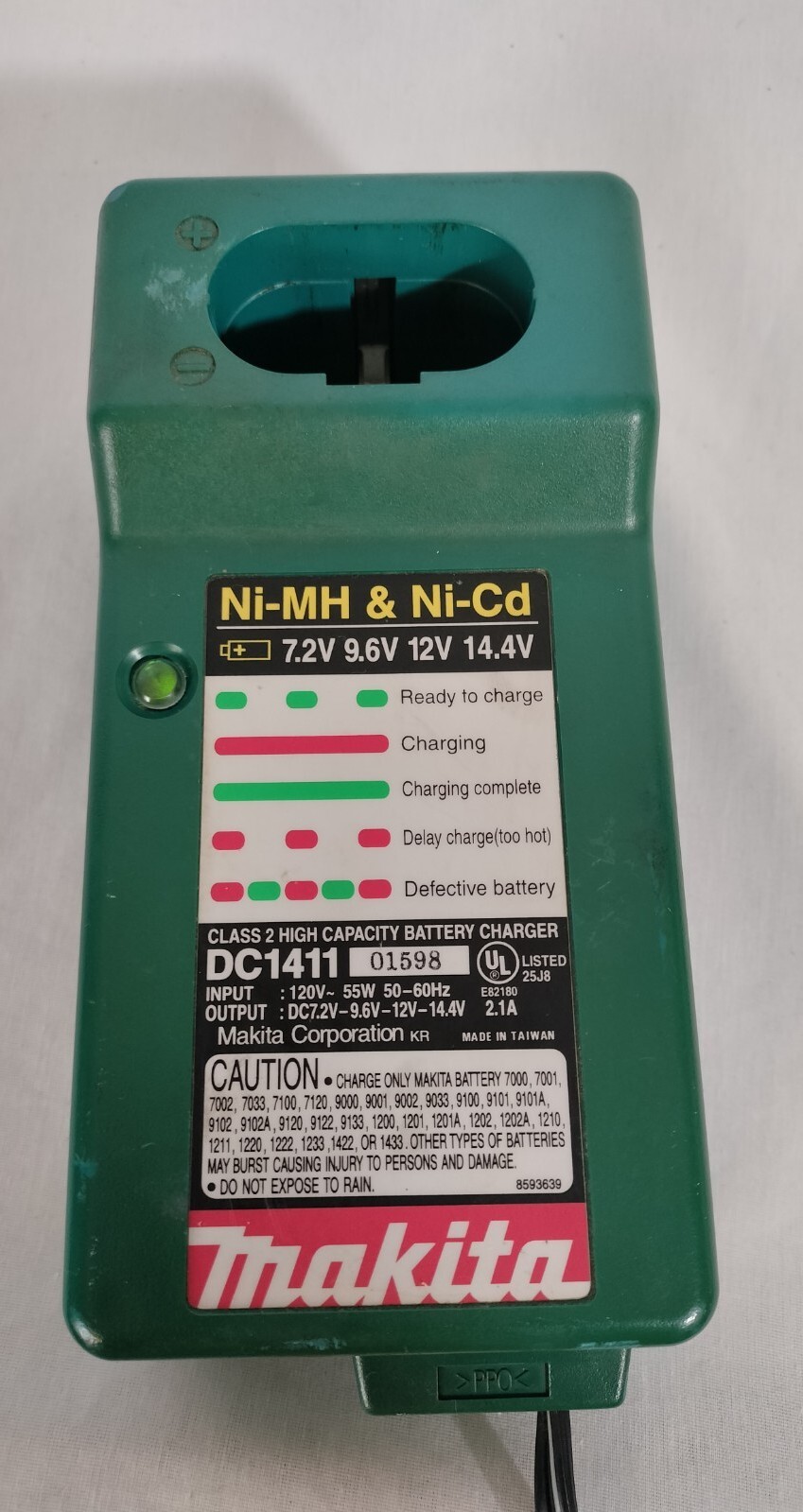 Makita DC1411 Battery Charger Ni-MH Ni-Cd 7.2V-9.6V-12V-14.4V-18V