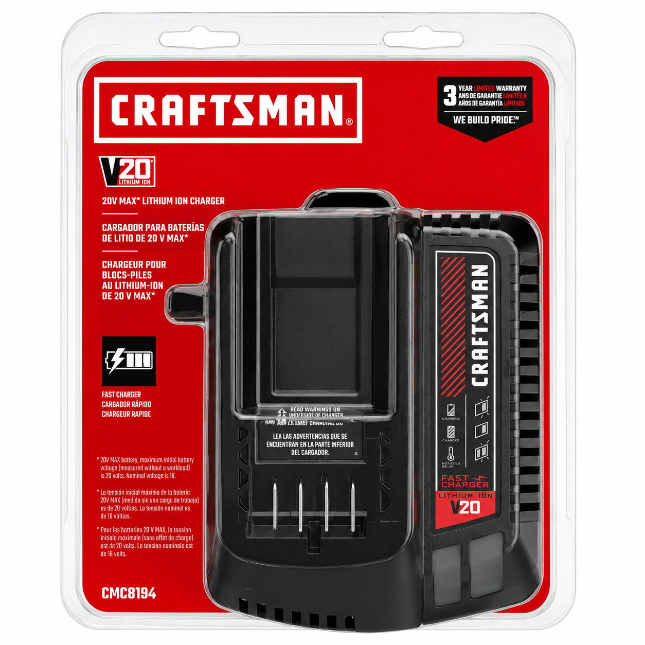 V20 20V Battery Fast Charger CMCB104 For Craftsman 20V Max Lithium ion Battery