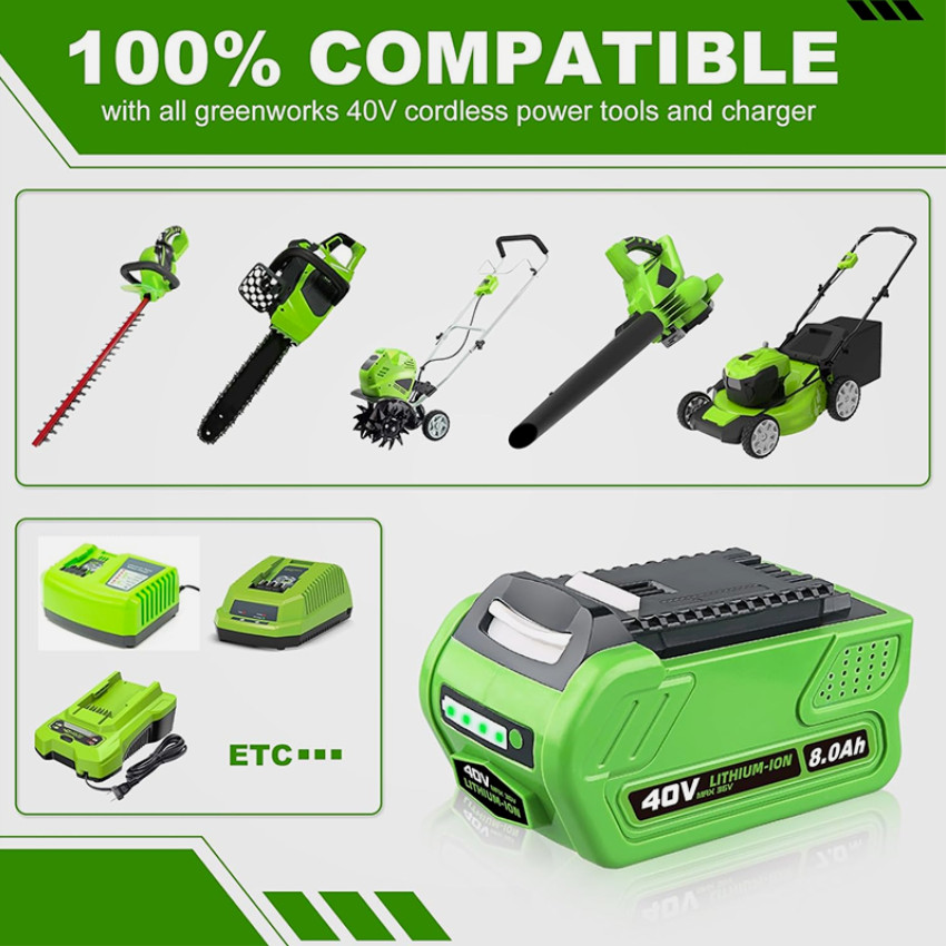40V 6Ah 8AH For Greenworks G-MAX Lithium Battery 29472 29462 29252 20202 40 Volt