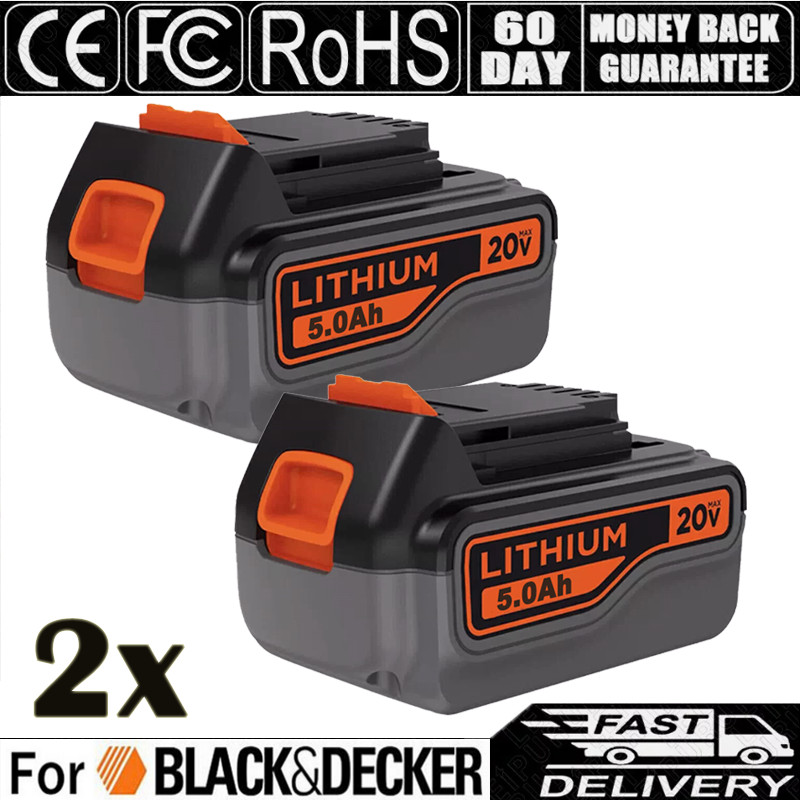 2X For BLACK+DECKER 20 Volt Lithium Ion Battery 5.0Ah LB2X4020-OPE LBXR20 LBX20