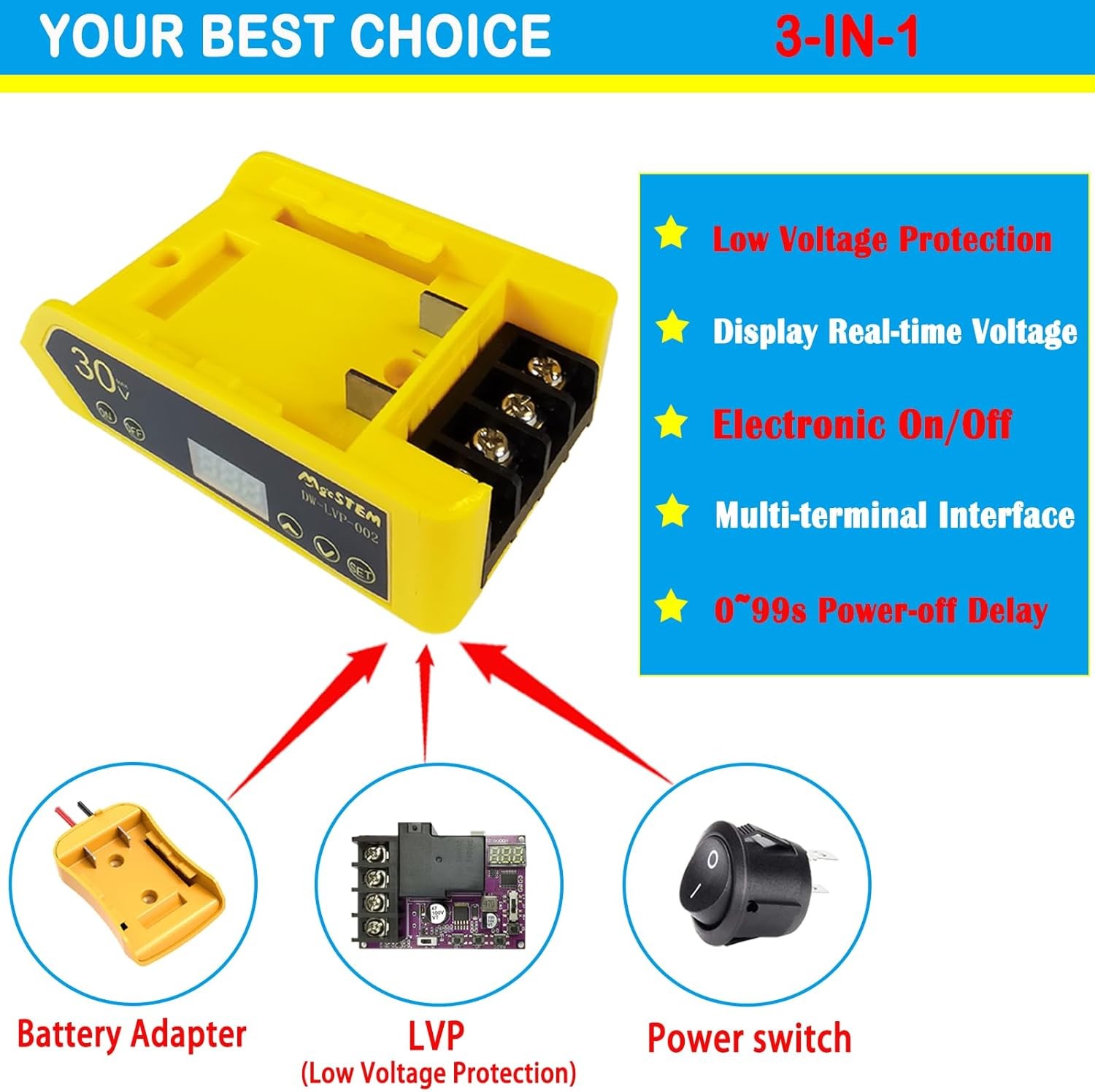 Low Voltage Protection Power Wheels Battery Adapter Compatible for Dewalt Batter