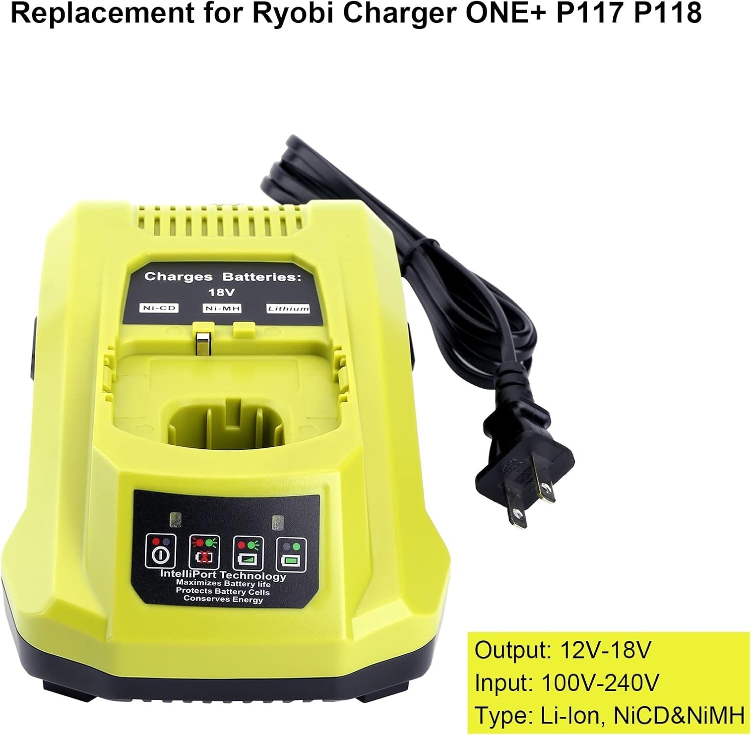 P117 Fast Charger For RYOBI For One+ Plus P108 18V High Capacity Lithium Battery