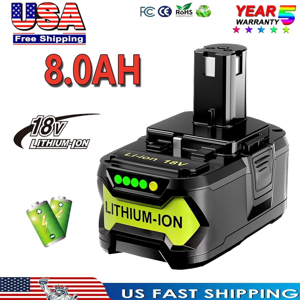1-4X Battery/Charger For RYOBI P108 18V 8.0AH One Plus High Capacity Lithium-ion