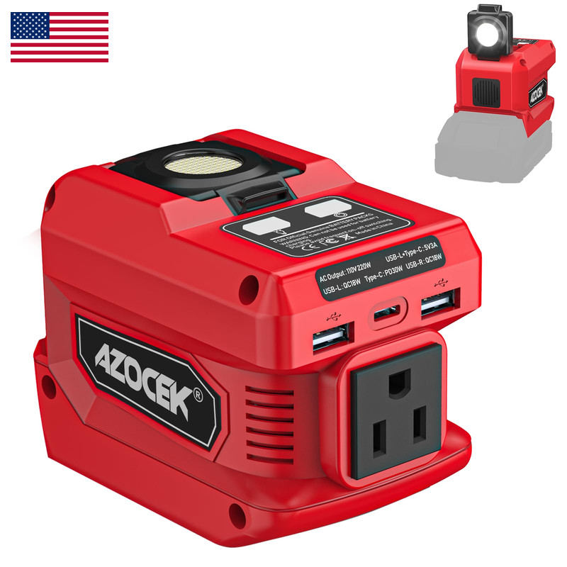 220W Azocek Power Inverter Compatible Milwaukee 18V Battery Dc 18V To Ac 110V