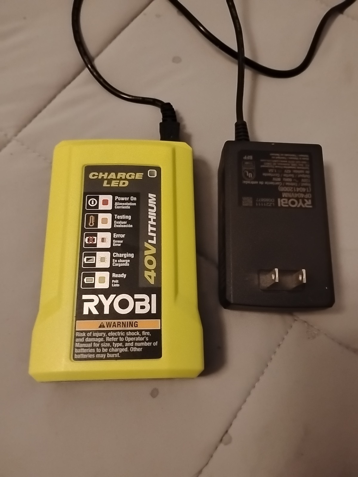Ryobi Op404vnm 40V Lithium Ion Battery Charger Genuine OEM. Op404vnm
