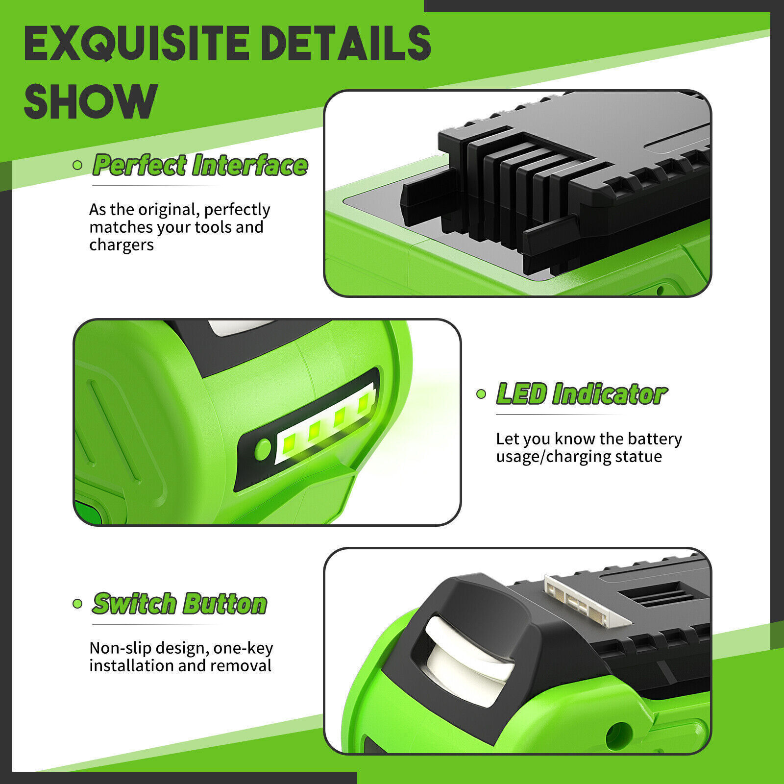 2PACK For Greenworks 40V 8.0AH Lithium G-MAX Battery 29462 29482 29252 29472