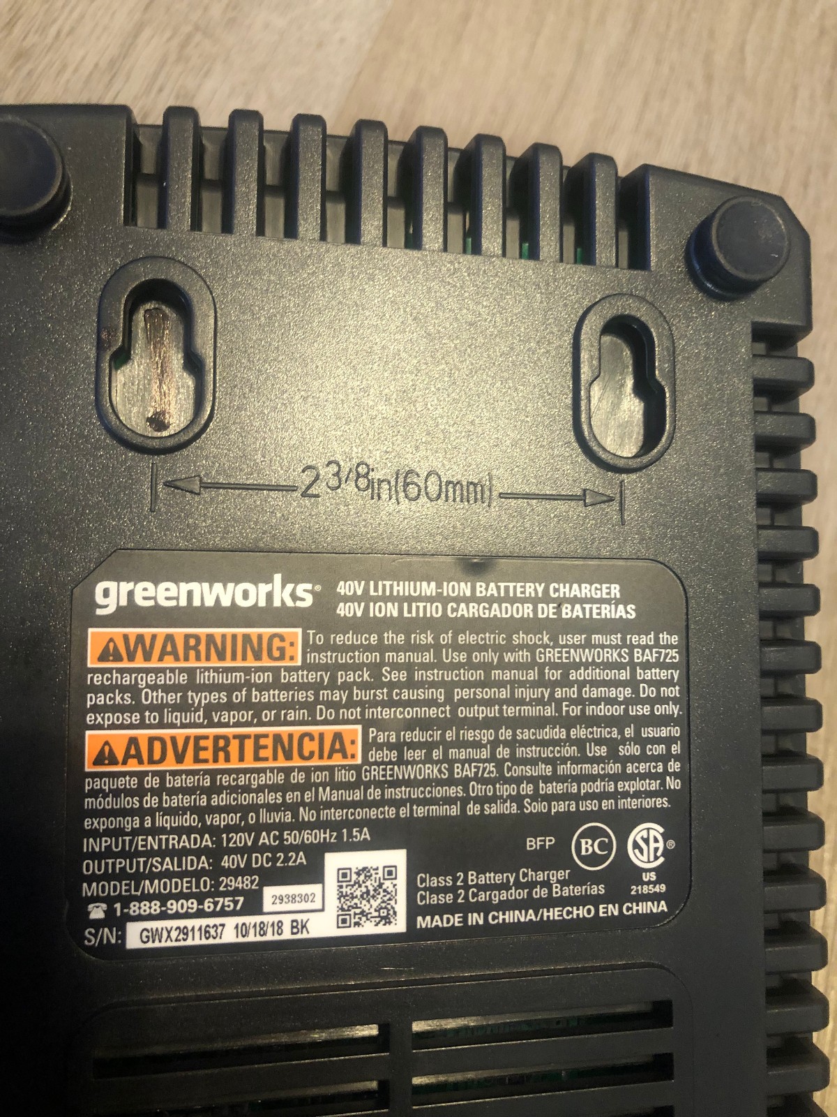 Greenworks 40V OEM Battery Charger Model 29482 G-MAX Lithium-Ion Tested