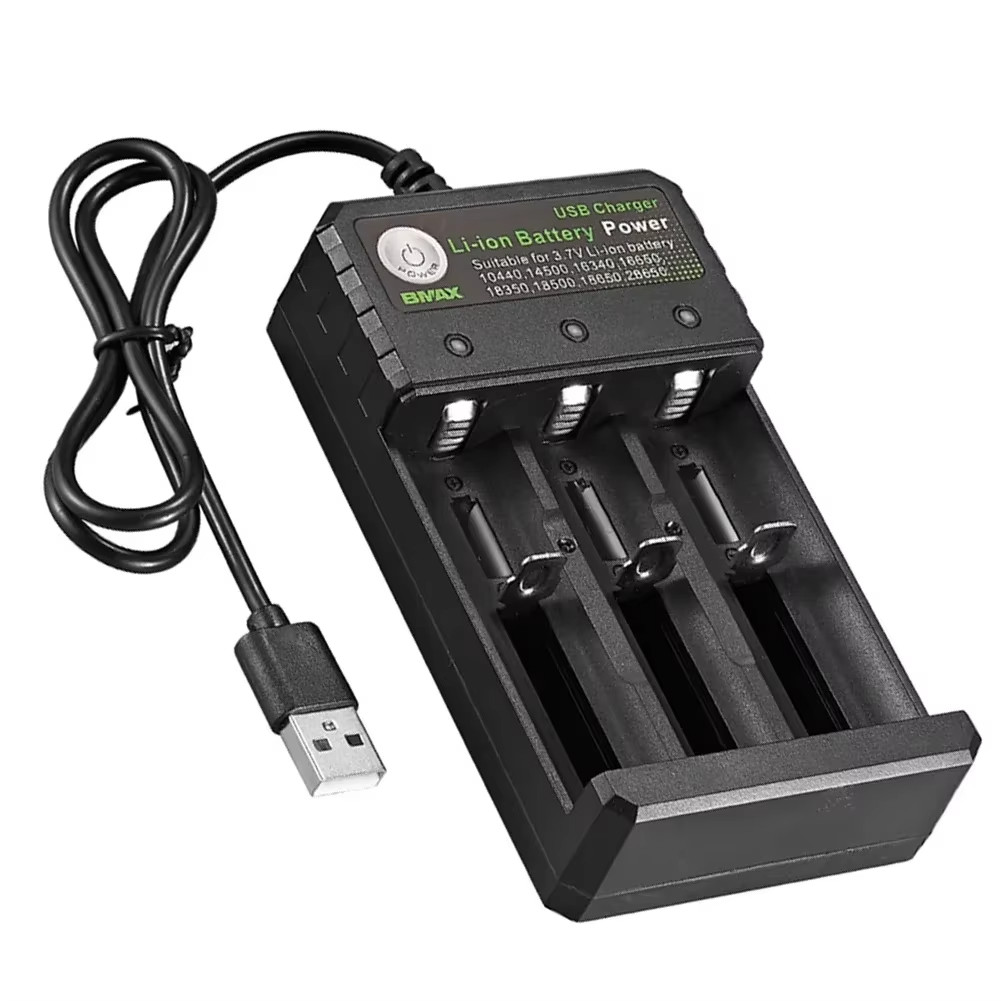 Smart 18650 Charger 3 Slots 4.2V Li-Ion Battery USB Independent Charging 18650 1